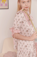 Angel Print Satin Pajama Set - COPPING THREADS - CT Dreamscape