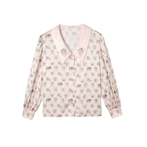 Angel Print Satin Pajama Set - COPPING THREADS - CT Dreamscape