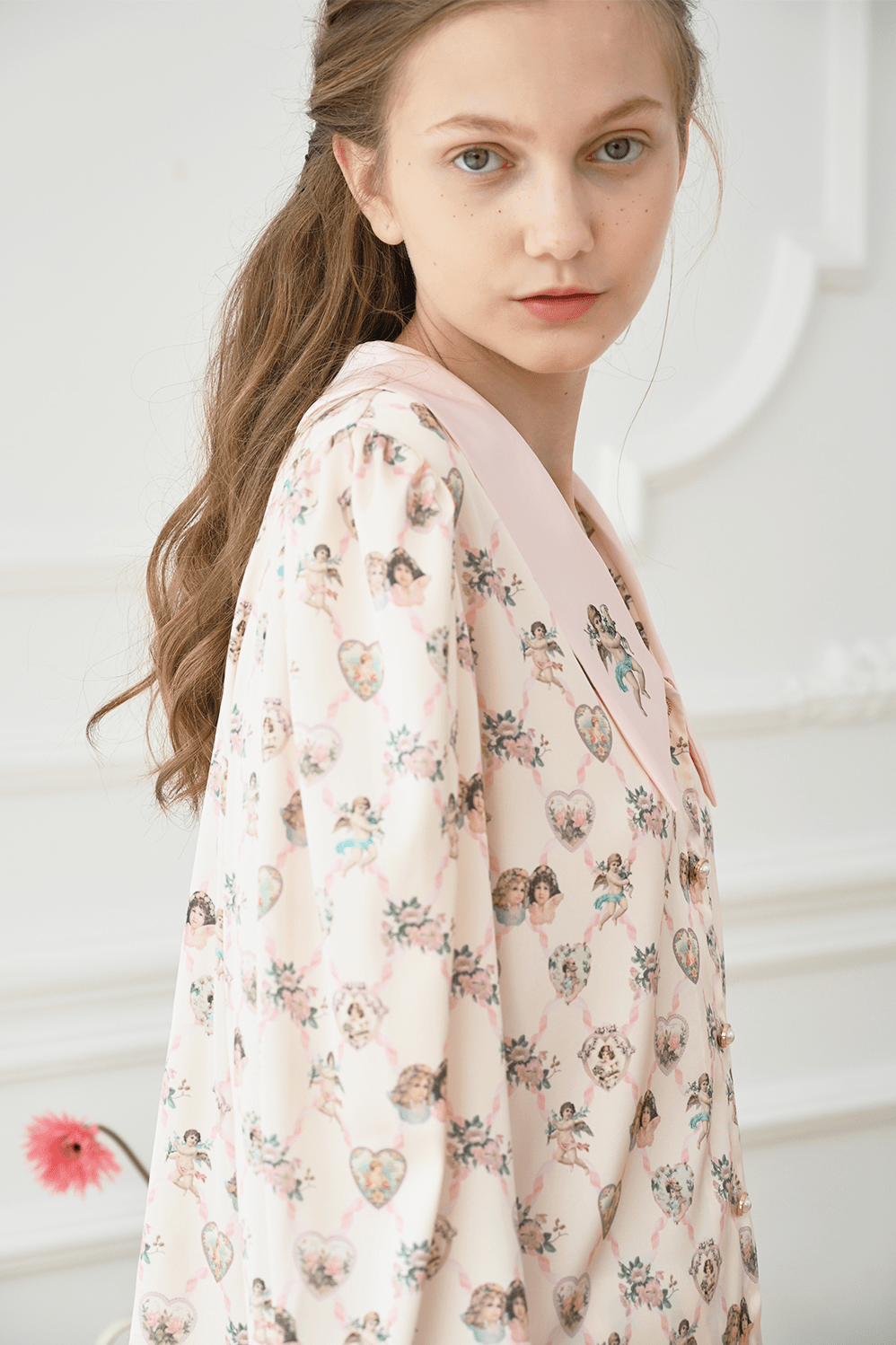 Angel Print Satin Pajama Set - COPPING THREADS - CT Dreamscape