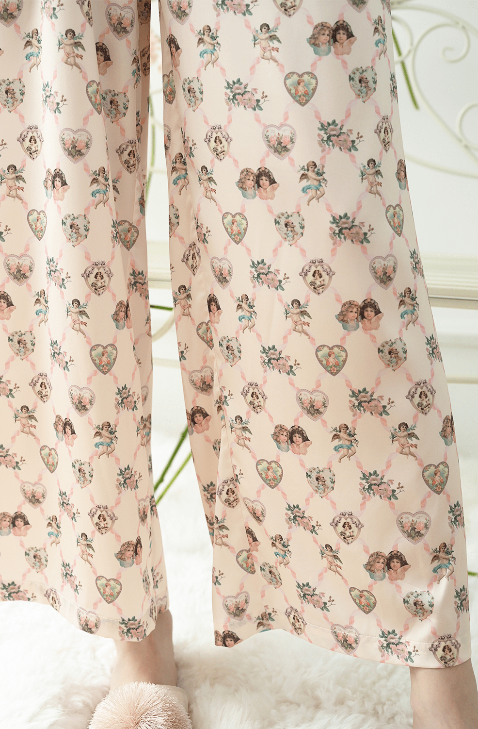 Angel Print Satin Pajama Set - COPPING THREADS - CT Dreamscape