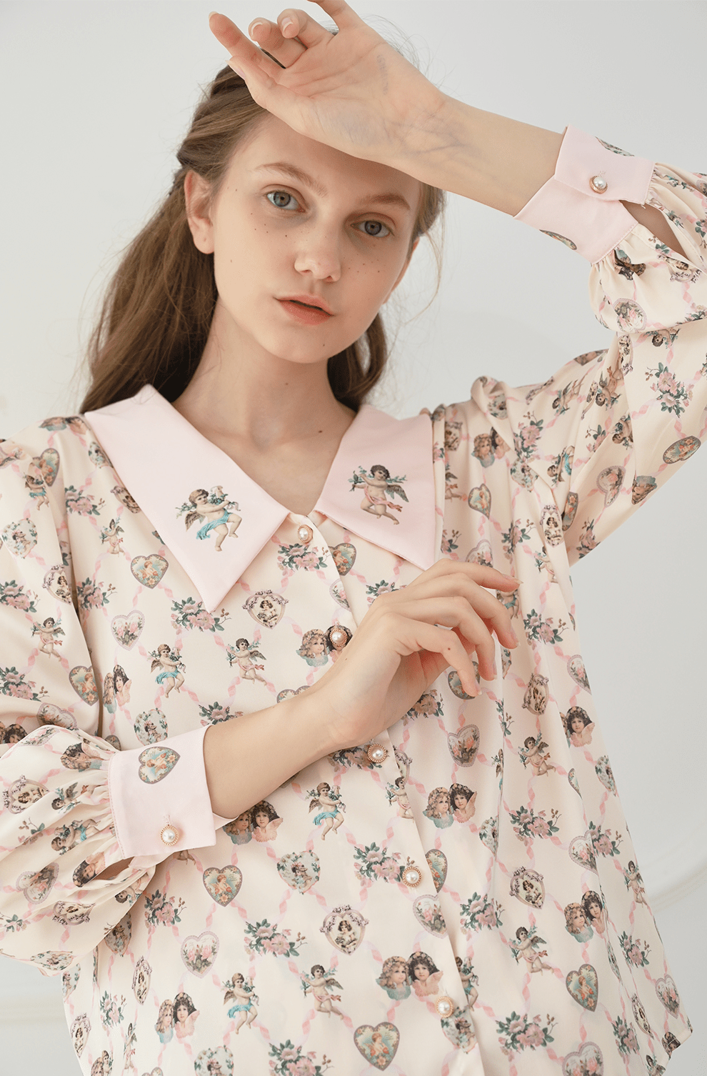 Angel Print Satin Pajama Set - COPPING THREADS - CT Dreamscape