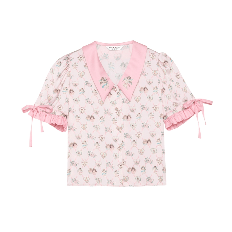 Angel Print Satin Pajama Set - COPPING THREADS - CT Dreamscape