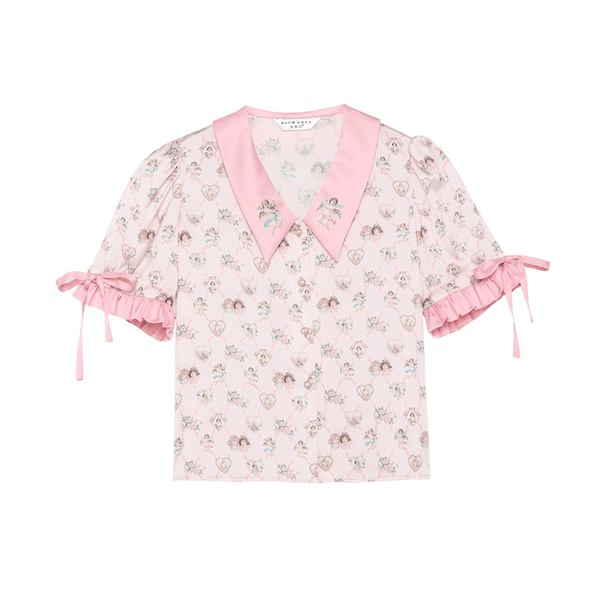 Angel Print Satin Pajama Set - COPPING THREADS - CT Dreamscape