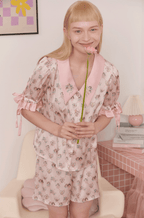 Angel Print Satin Pajama Set - COPPING THREADS - CT Dreamscape