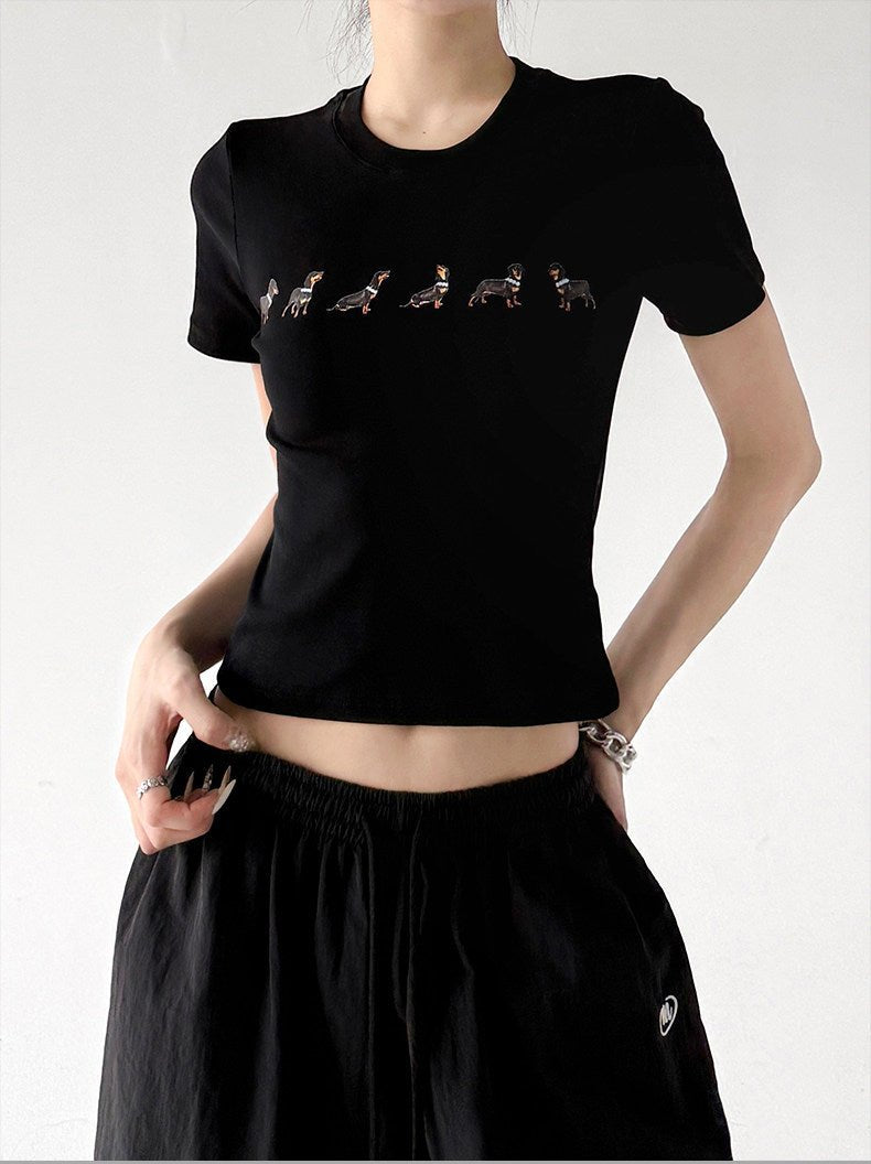Animal Sequence Print Fitted Crop T-Shirt - CT6673 - COPPING THREADS - CT ORIGINALS