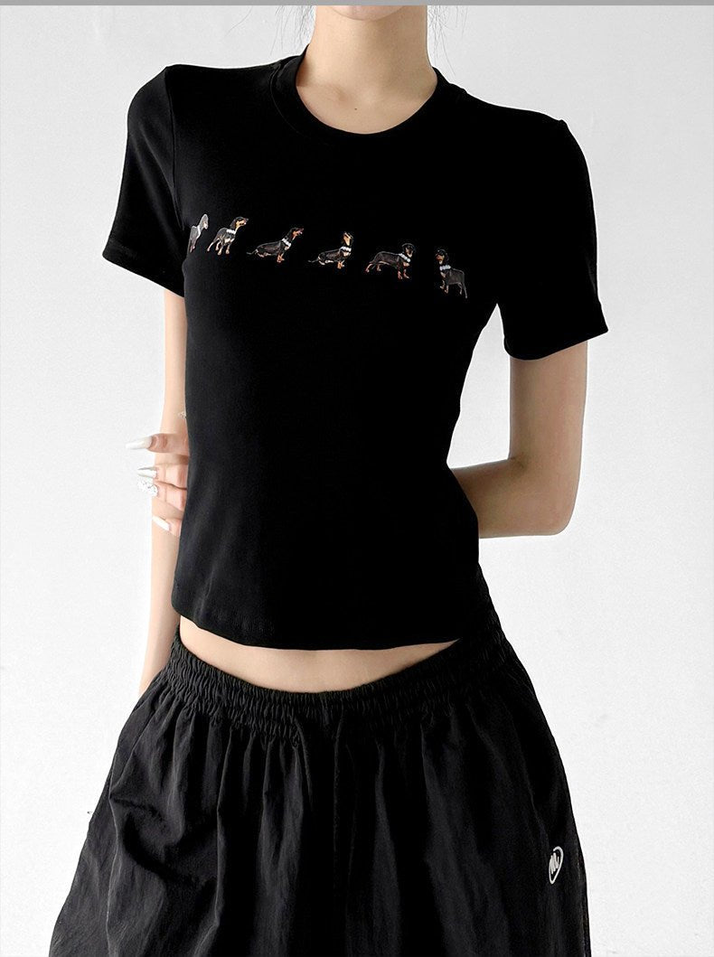 Animal Sequence Print Fitted Crop T-Shirt - CT6673 - COPPING THREADS - CT ORIGINALS