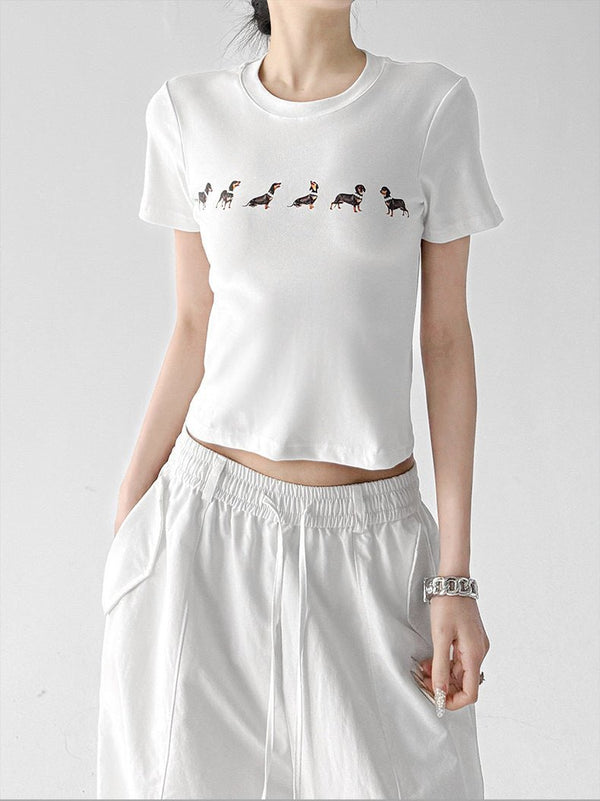 Animal Sequence Print Fitted Crop T-Shirt - CT6673 - COPPING THREADS - CT ORIGINALS