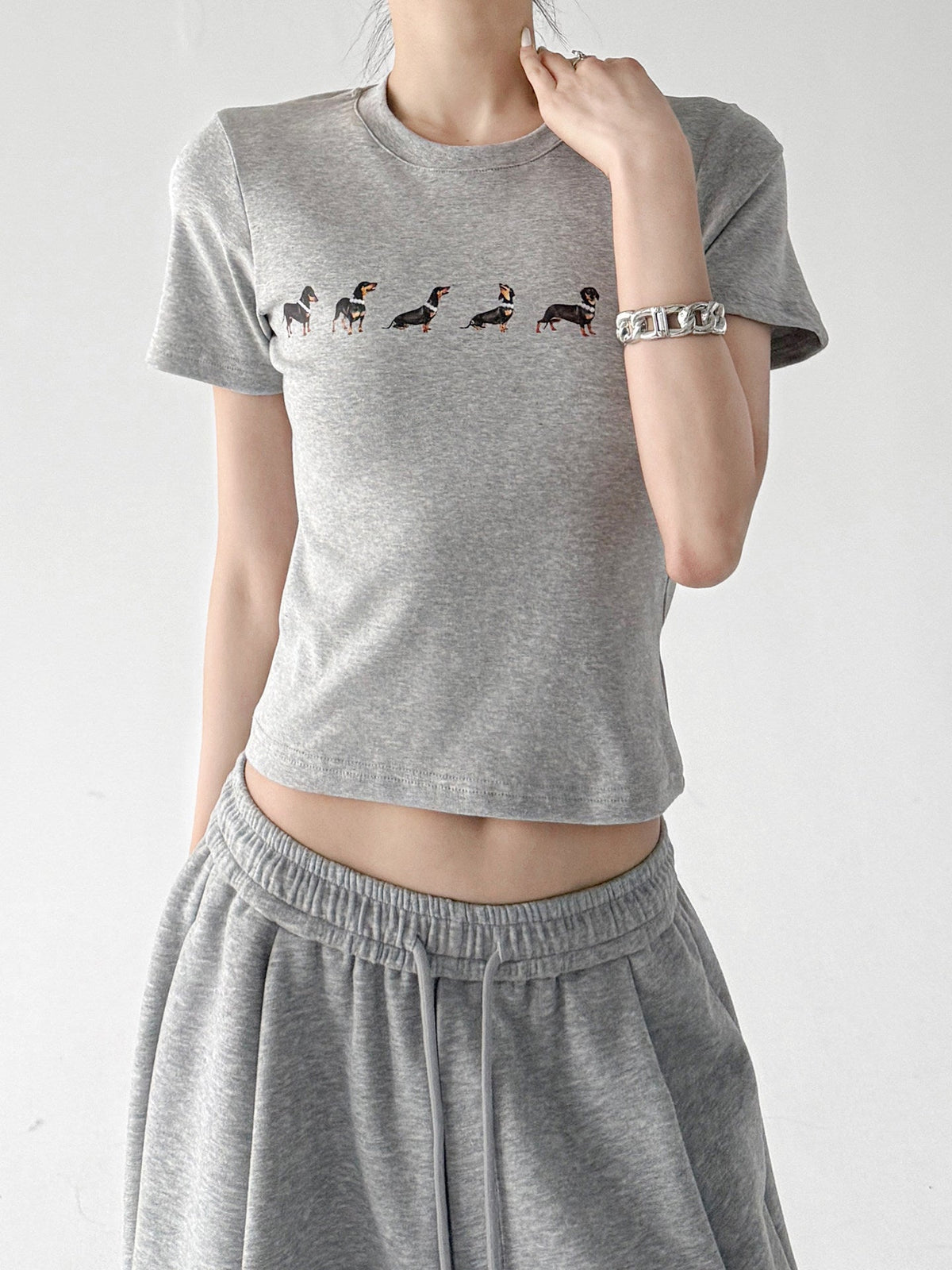 Animal Sequence Print Fitted Crop T-Shirt - CT6673 - COPPING THREADS - CT ORIGINALS