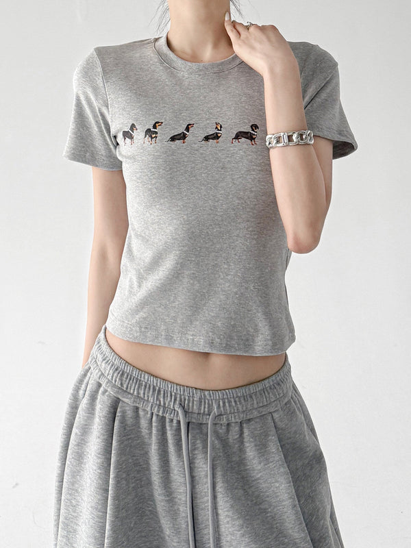Animal Sequence Print Fitted Crop T-Shirt - CT6673 - COPPING THREADS - CT ORIGINALS