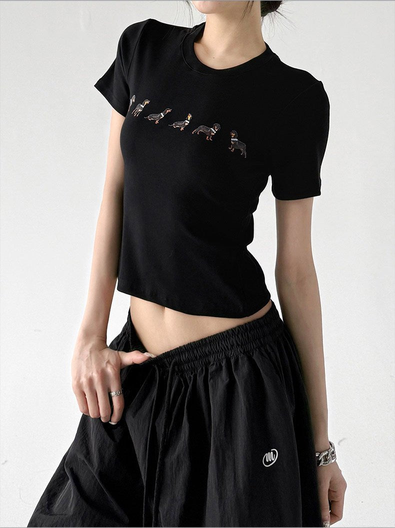 Animal Sequence Print Fitted Crop T-Shirt - CT6673 - COPPING THREADS - CT ORIGINALS