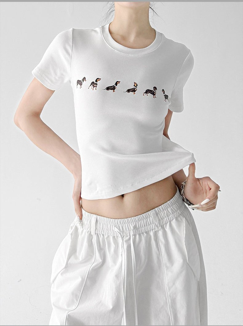 Animal Sequence Print Fitted Crop T-Shirt - CT6673 - COPPING THREADS - CT ORIGINALS