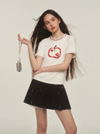 Apple Embroidered Lace Trim Tee - COPPING THREADS - AYF