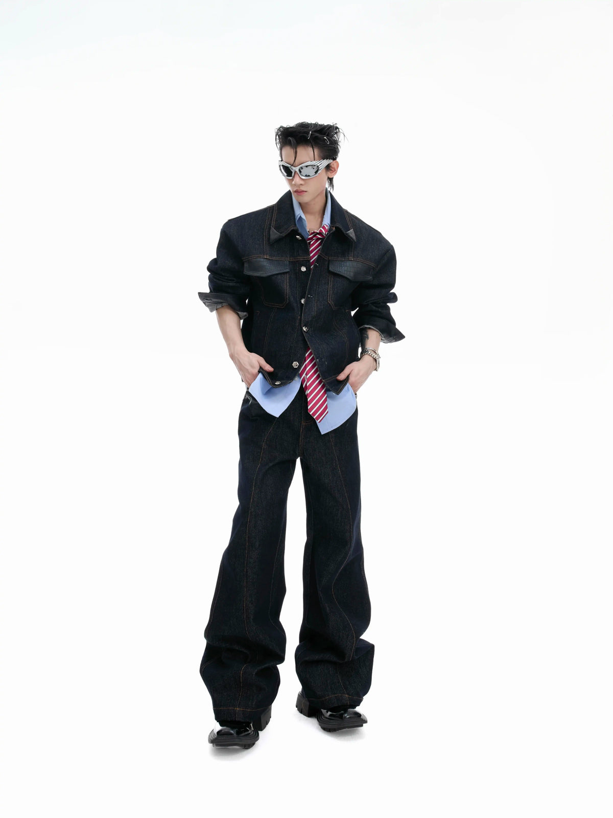 Argue Culture Croc-Trim Cropped Jacket and Pants Set - gallery view 2