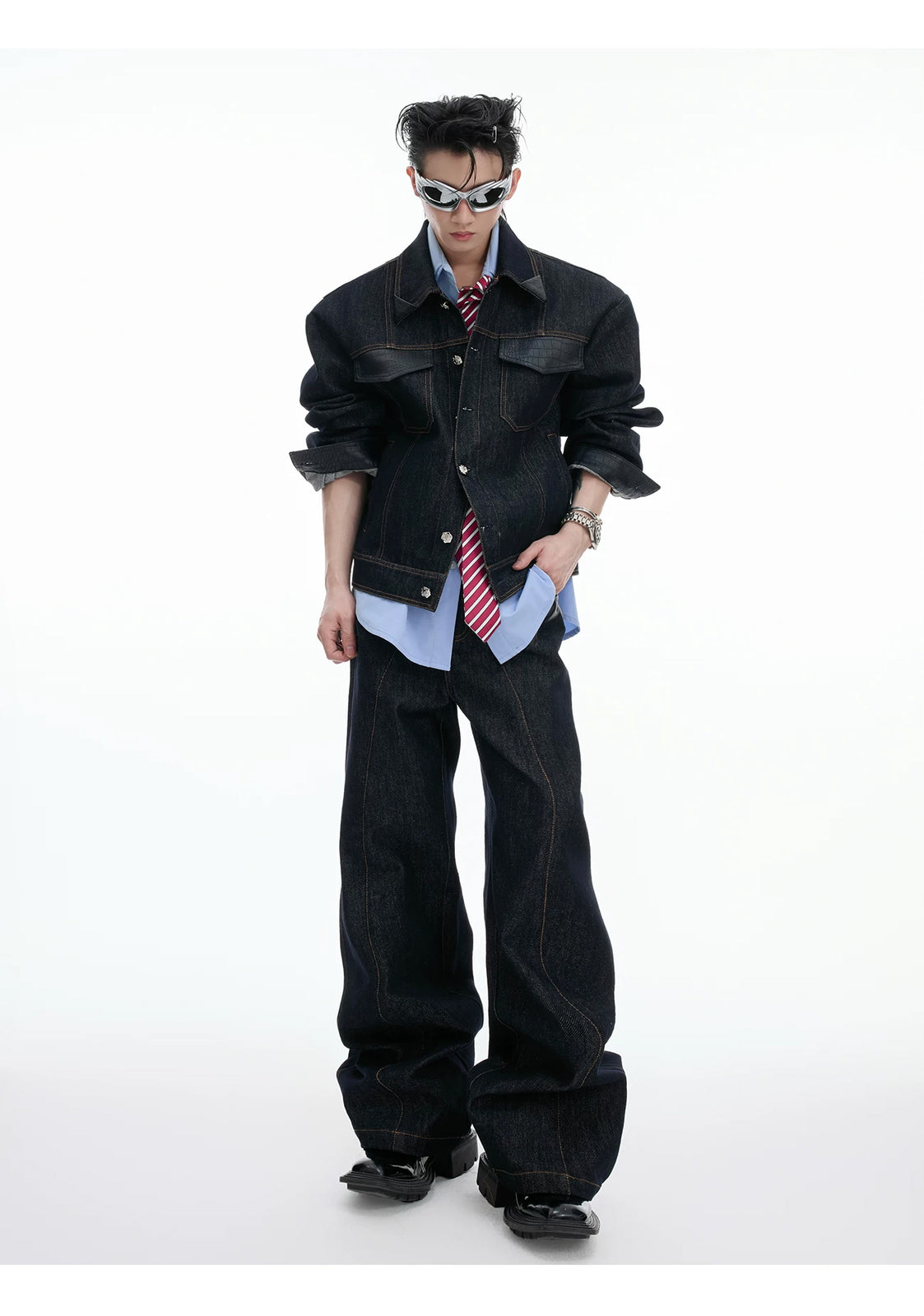 Argue Culture Croc-Trim Cropped Jacket and Pants Set - product detail view 6