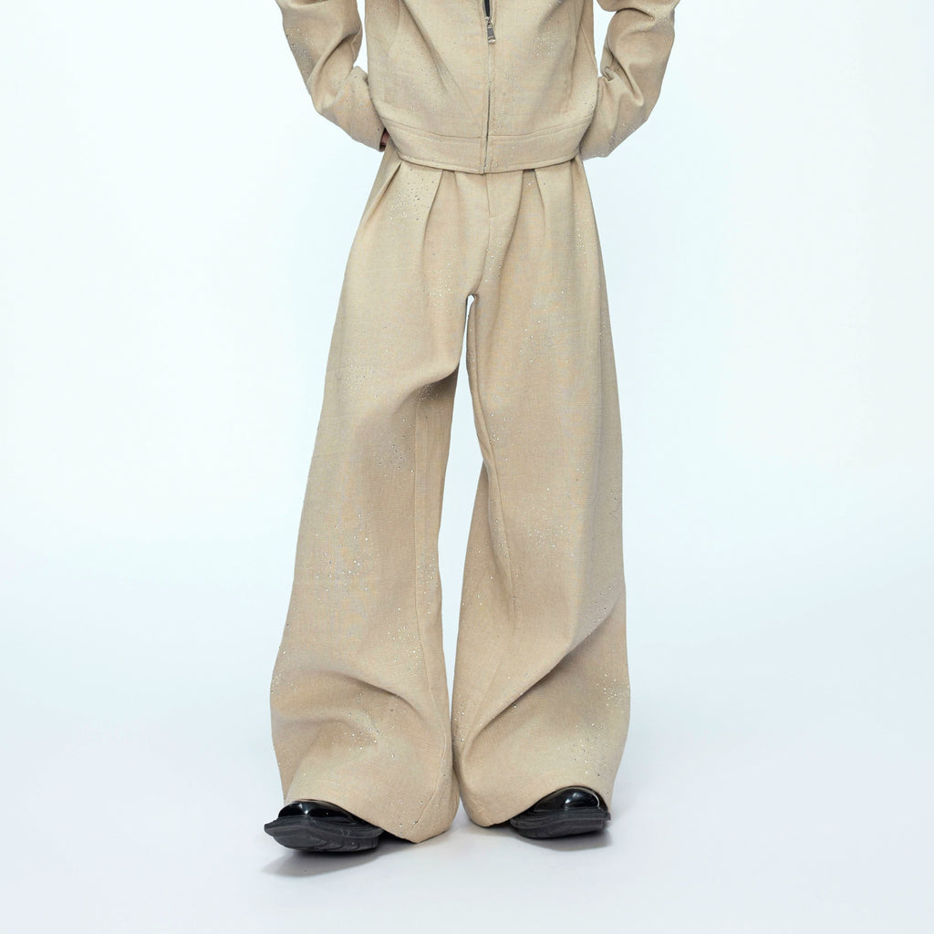 Argue Culture Rhinestone Shimmer Cropped Jacket and Wide-Leg Pants Set - color view 9