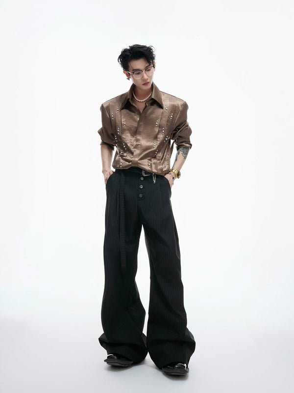 Argue Culture Pearl-Trim Tie-Neck Pleated Shirt - gallery view 4