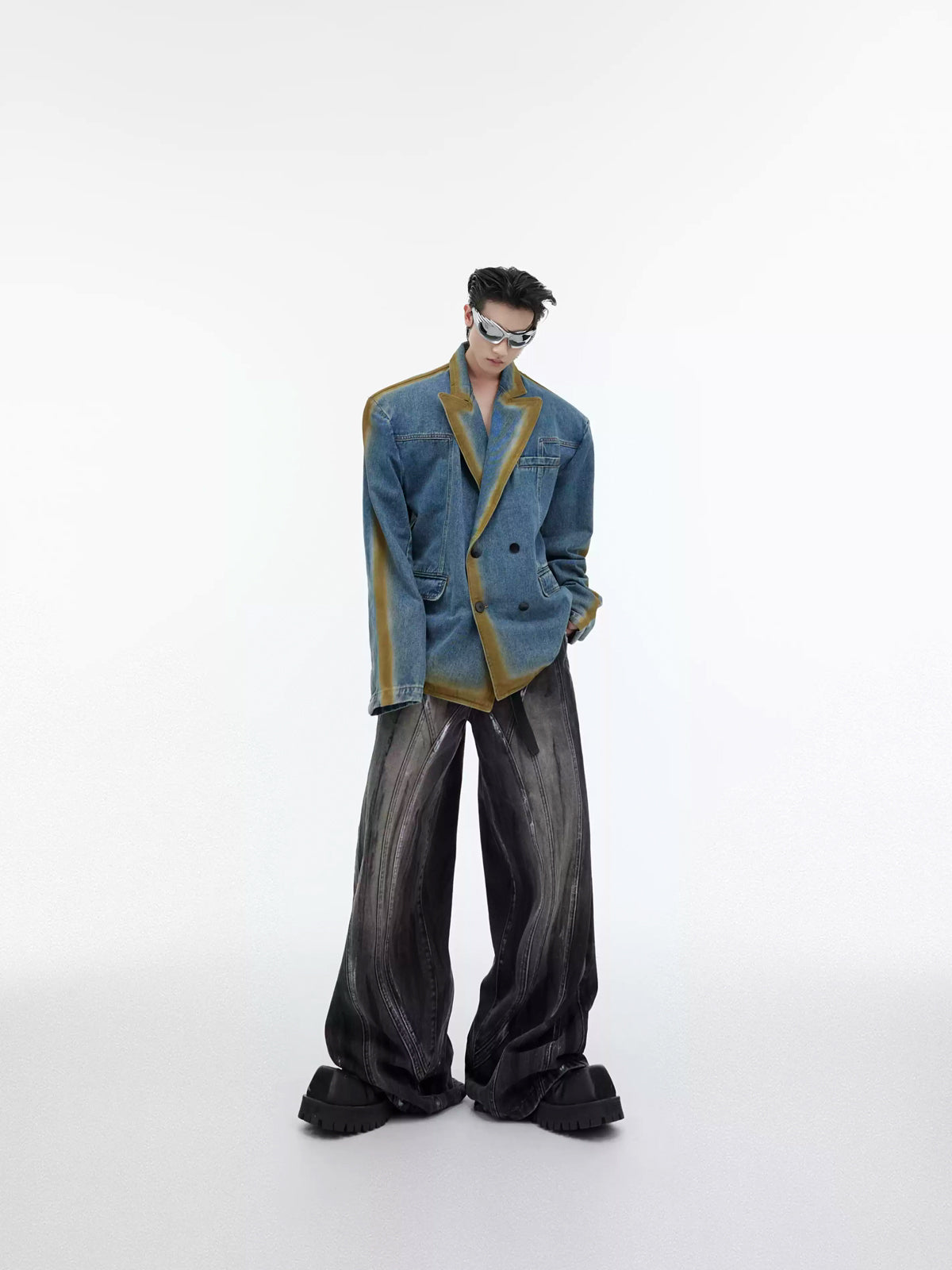 Argue Culture Hand-Drawn Washed Wide-Leg Jeans - gallery view 2