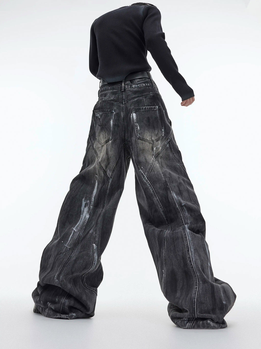 Argue Culture Hand-Drawn Washed Wide-Leg Jeans - gallery view 3