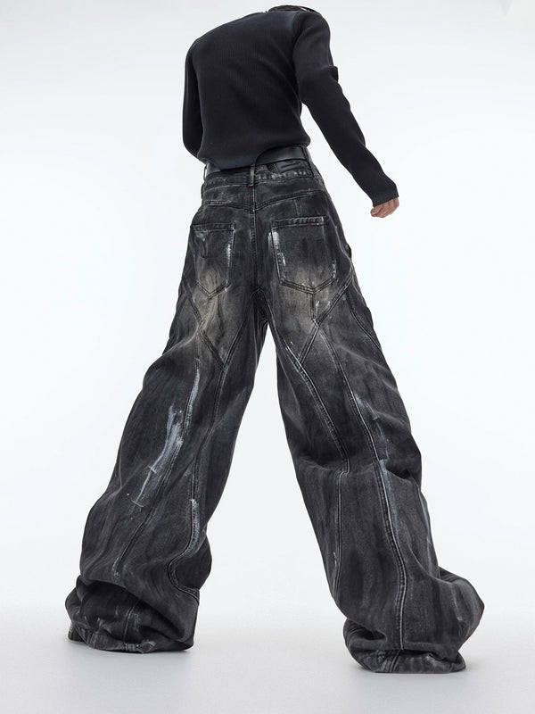 Argue Culture Hand-Drawn Washed Wide-Leg Jeans - gallery view 3