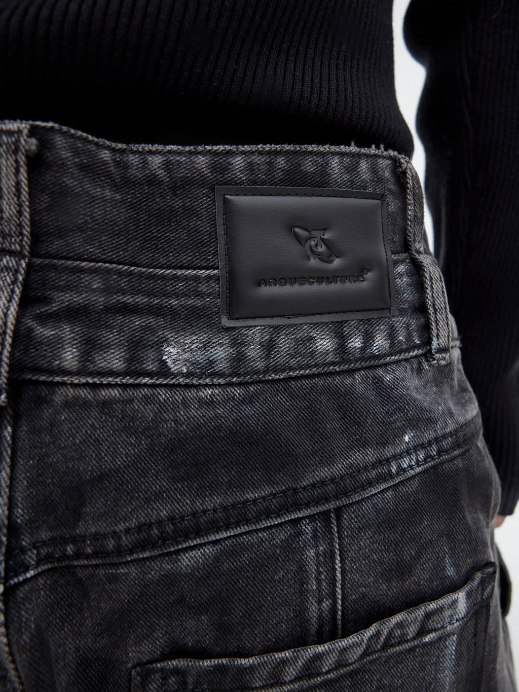 Argue Culture Hand-Drawn Washed Wide-Leg Jeans - gallery view 4