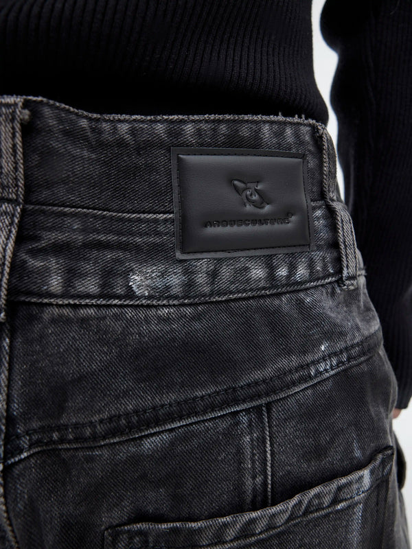Argue Culture Hand-Drawn Washed Wide-Leg Jeans - gallery view 4