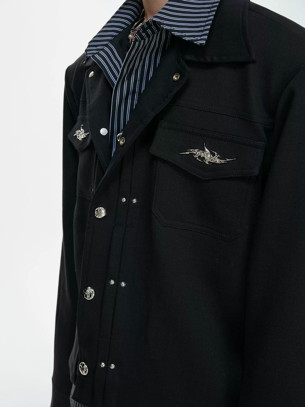 Argue Culture Layered Stripe Cropped Jacket - gallery view 4