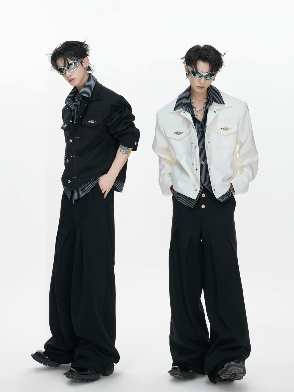 Argue Culture Layered Stripe Cropped Jacket - gallery view 5