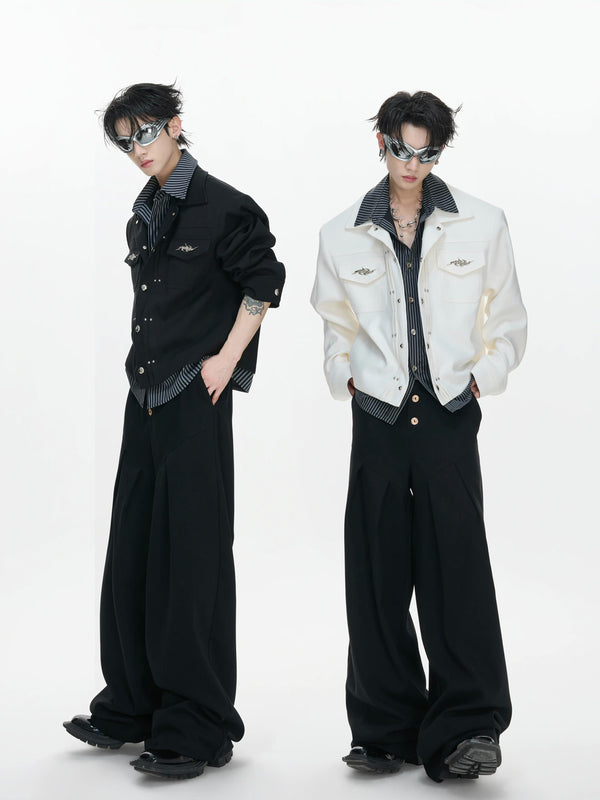 Argue Culture Layered Stripe Cropped Jacket - gallery view 5