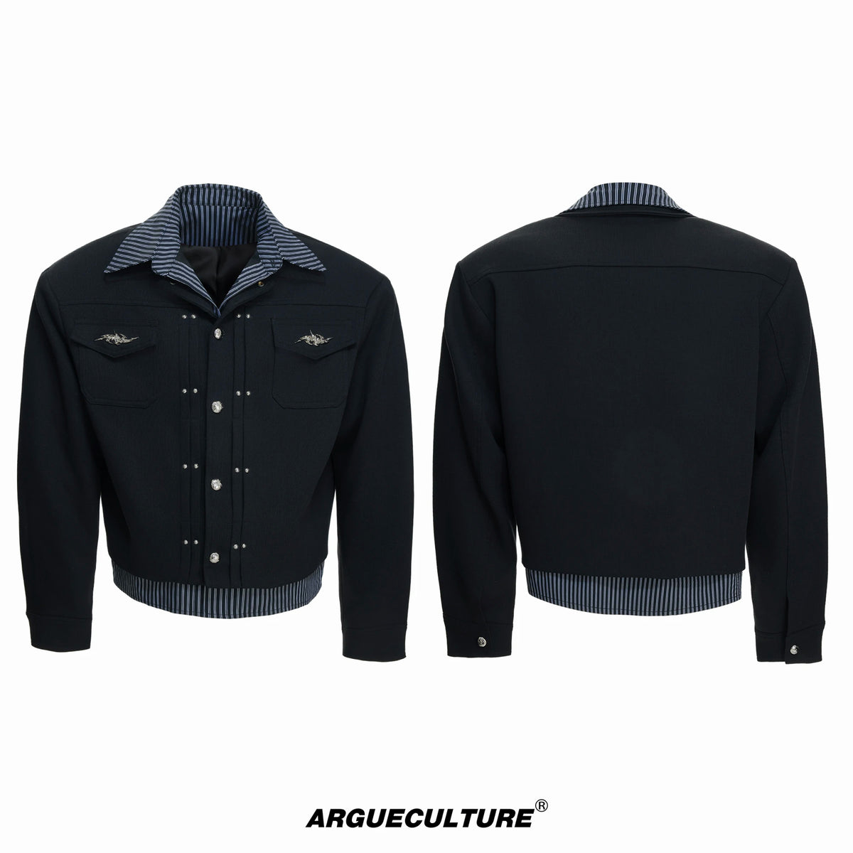 Argue Culture Layered Stripe Cropped Jacket - color view 7