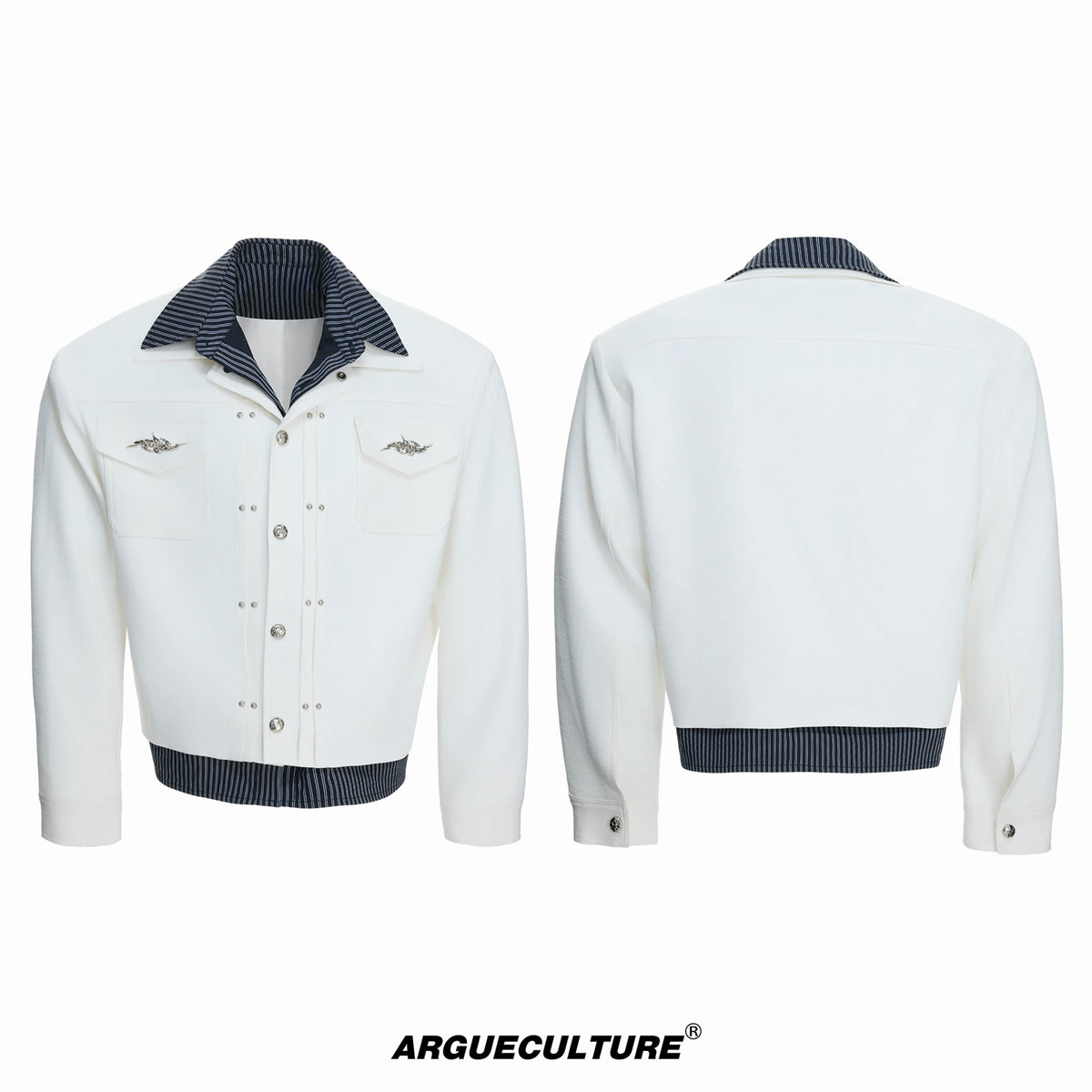 Argue Culture Layered Stripe Cropped Jacket - color view 8