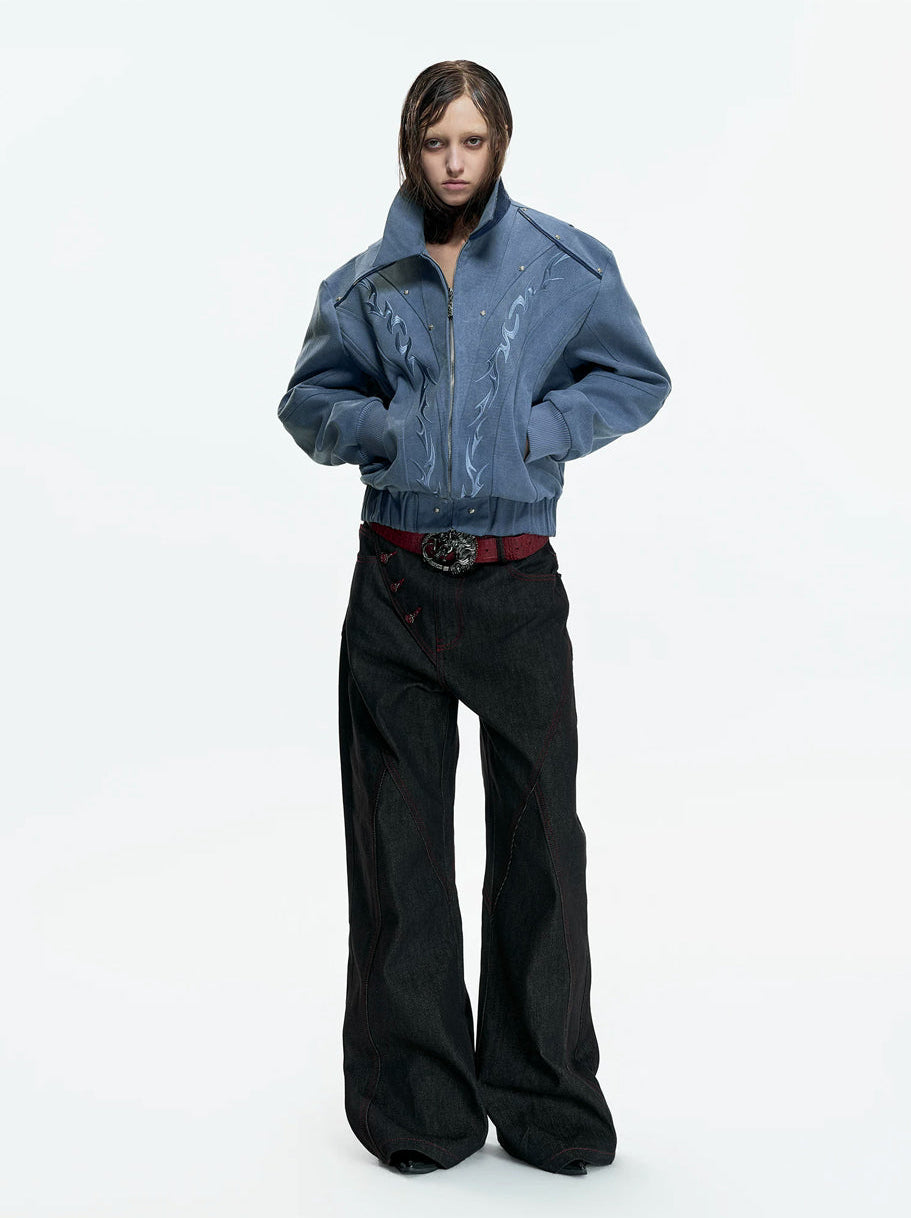 Argue Culture Studded Embroidered Cropped Jacket - color view 7