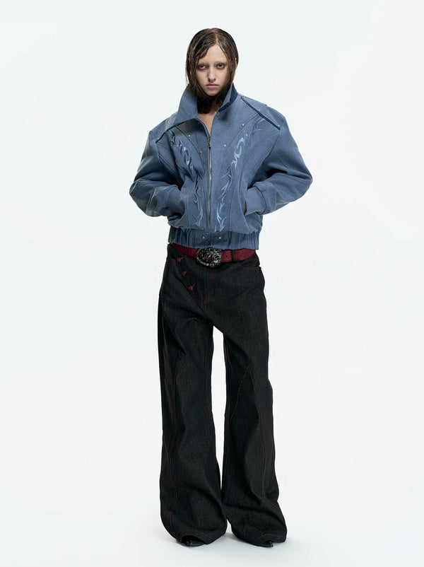 Argue Culture Studded Embroidered Cropped Jacket - color view 7