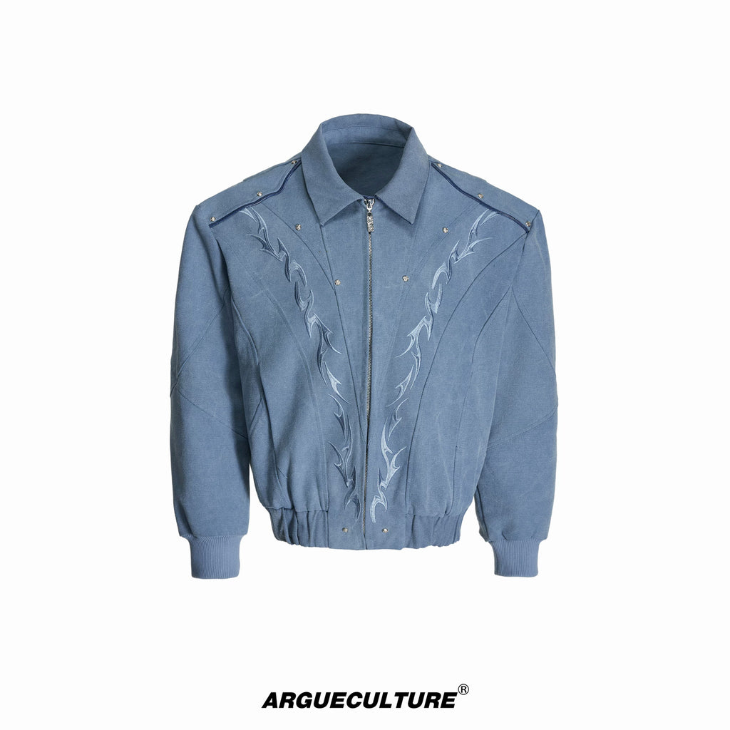 Argue Culture Studded Embroidered Cropped Jacket - color view 8