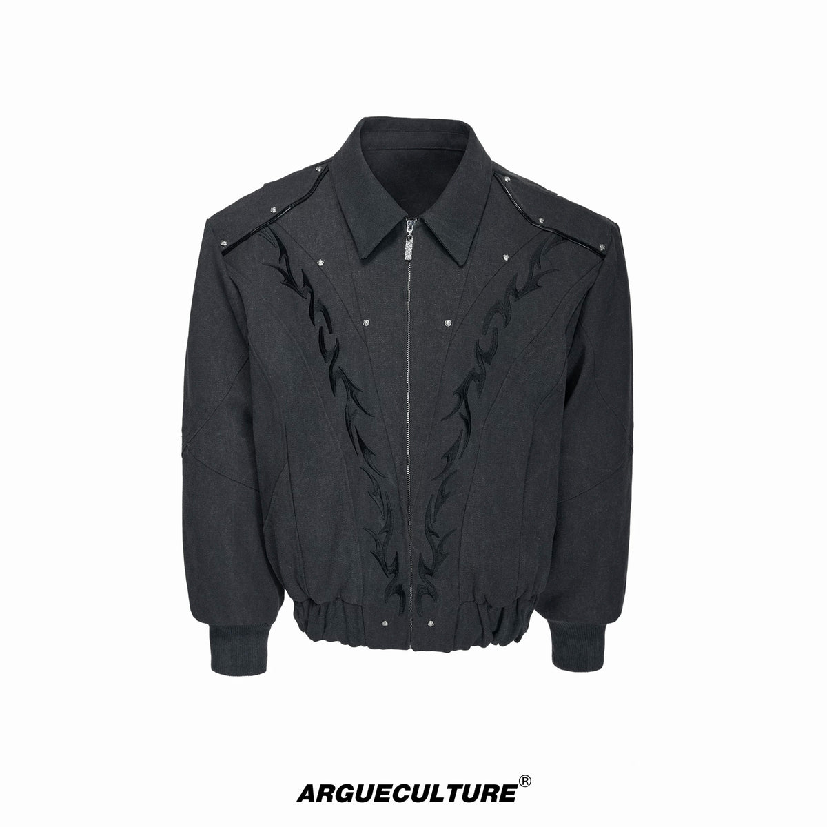 Argue Culture Studded Embroidered Cropped Jacket - color view 9