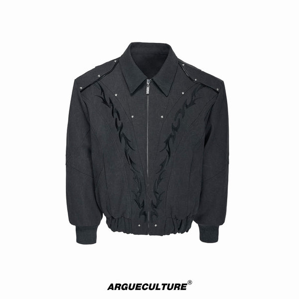 Argue Culture Studded Embroidered Cropped Jacket - color view 9