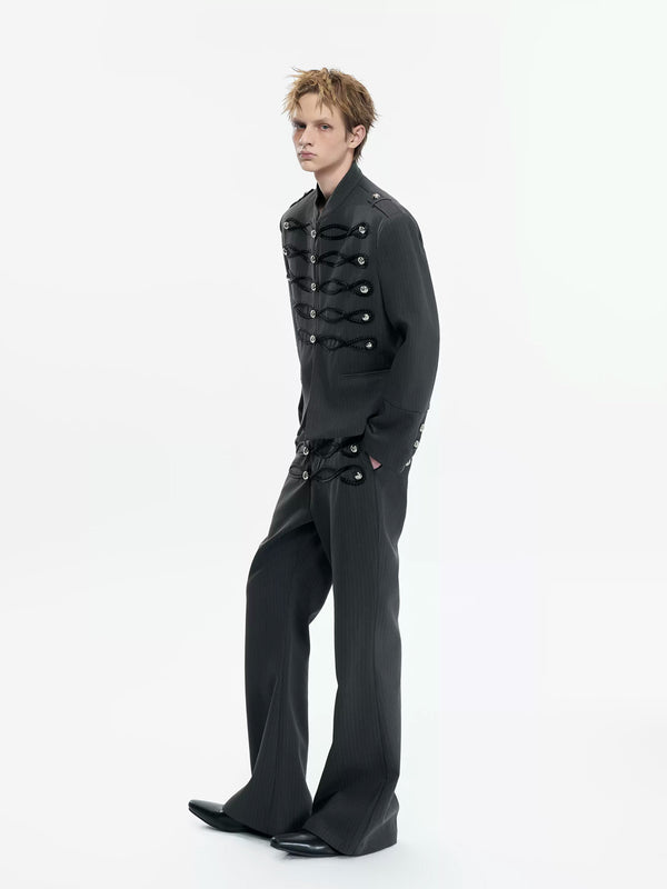 Argue Culture Braided-Trim Double-Breasted Stripe Jacket - gallery view 5