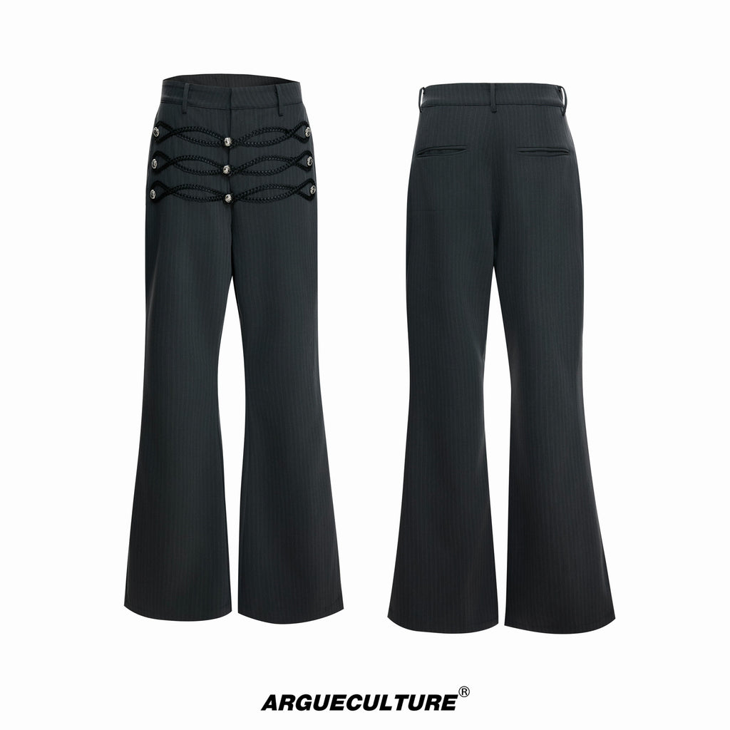 Argue Culture Braided-Trim Double-Breasted Stripe Jacket - color view 8