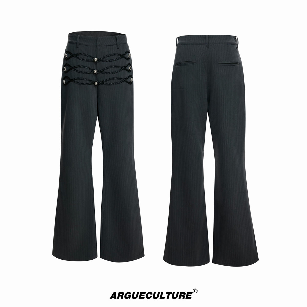 Argue Culture Braided-Trim Double-Breasted Stripe Jacket - color view 8