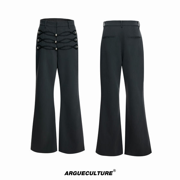 Argue Culture Braided-Trim Double-Breasted Stripe Jacket - color view 8