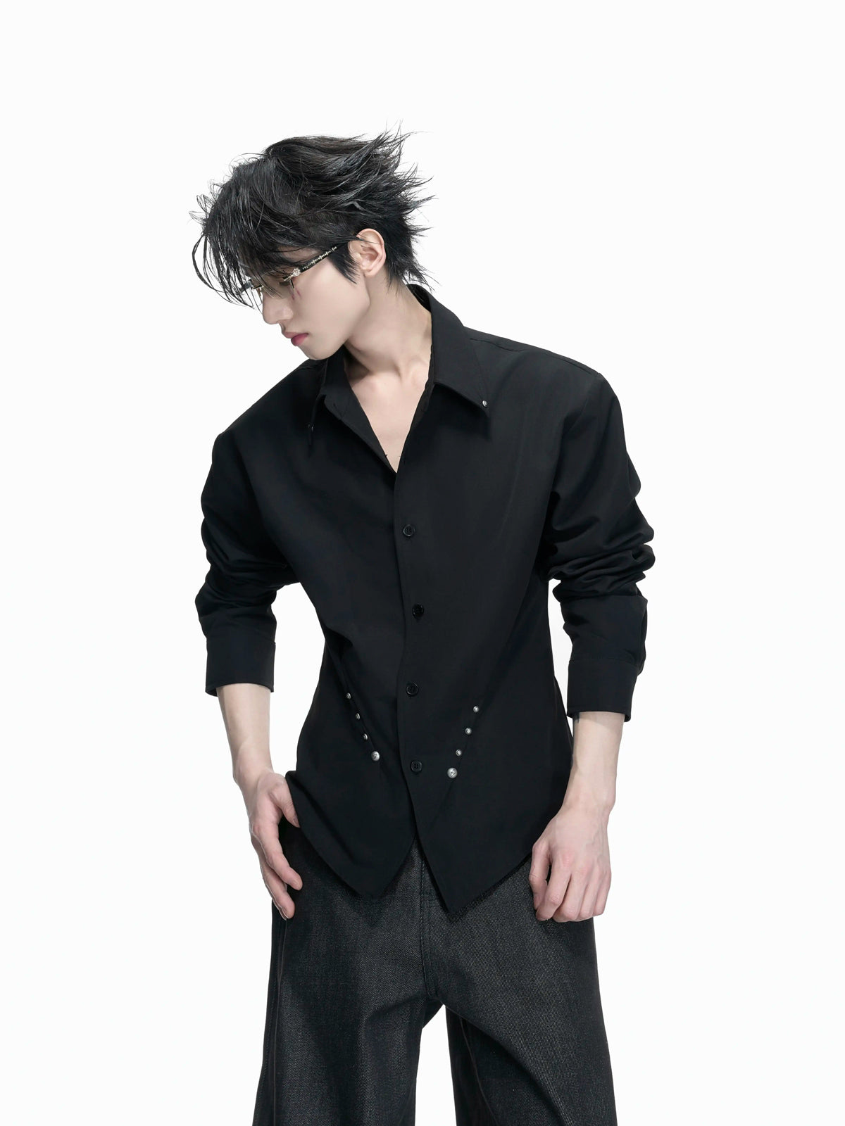 Argue Culture Studded Waist-Shaped Puff-Sleeve Shirt - gallery view 2