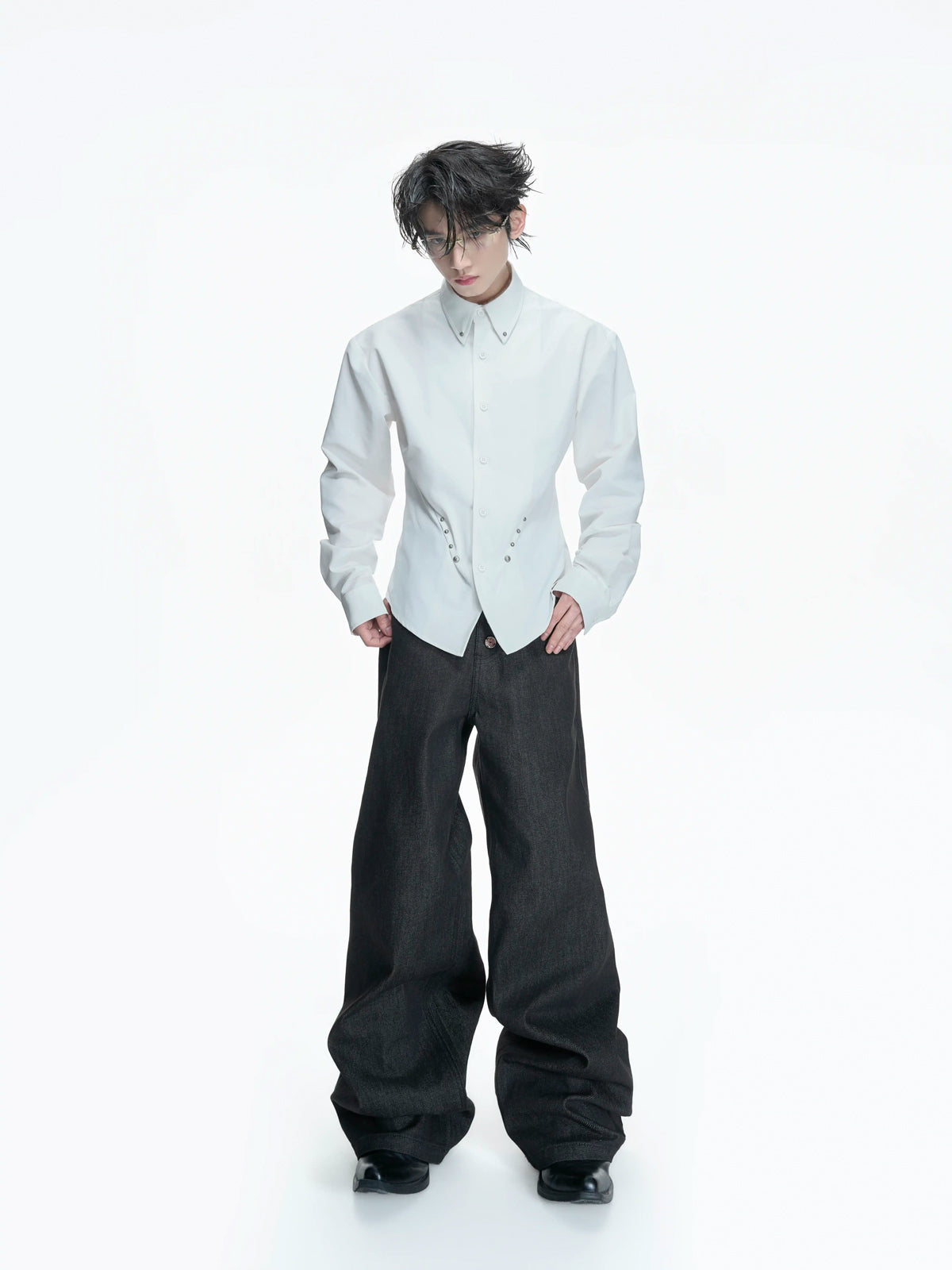 Argue Culture Studded Waist-Shaped Puff-Sleeve Shirt - gallery view 5