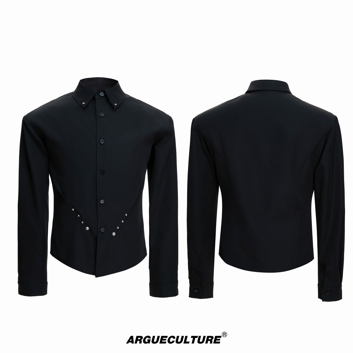 Argue Culture Studded Waist-Shaped Puff-Sleeve Shirt - color view 7