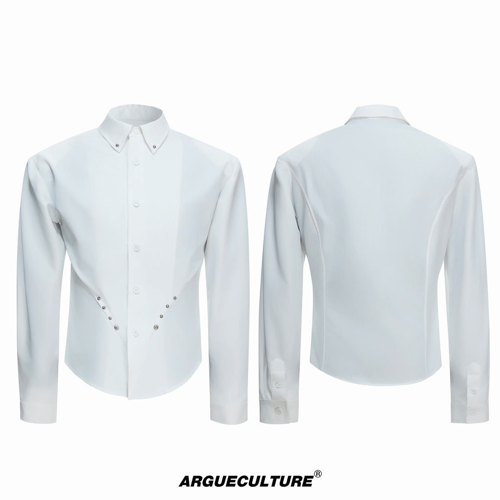 Argue Culture Studded Waist-Shaped Puff-Sleeve Shirt - color view 8