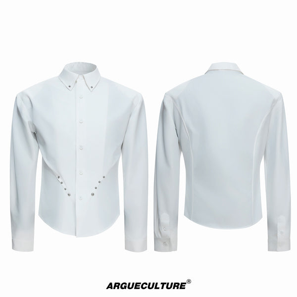 Argue Culture Studded Waist-Shaped Puff-Sleeve Shirt - color view 8