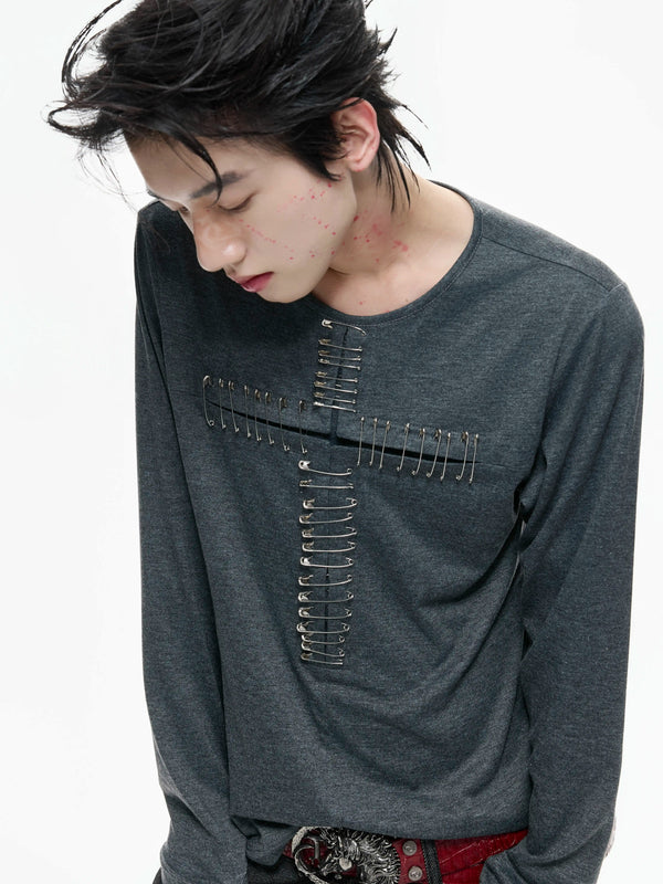 Argue Culture Cross-Pin Henley Long-Sleeve Top - gallery view 4