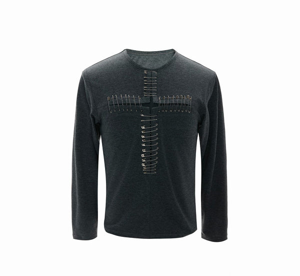 Argue Culture Cross-Pin Henley Long-Sleeve Top - color view 7