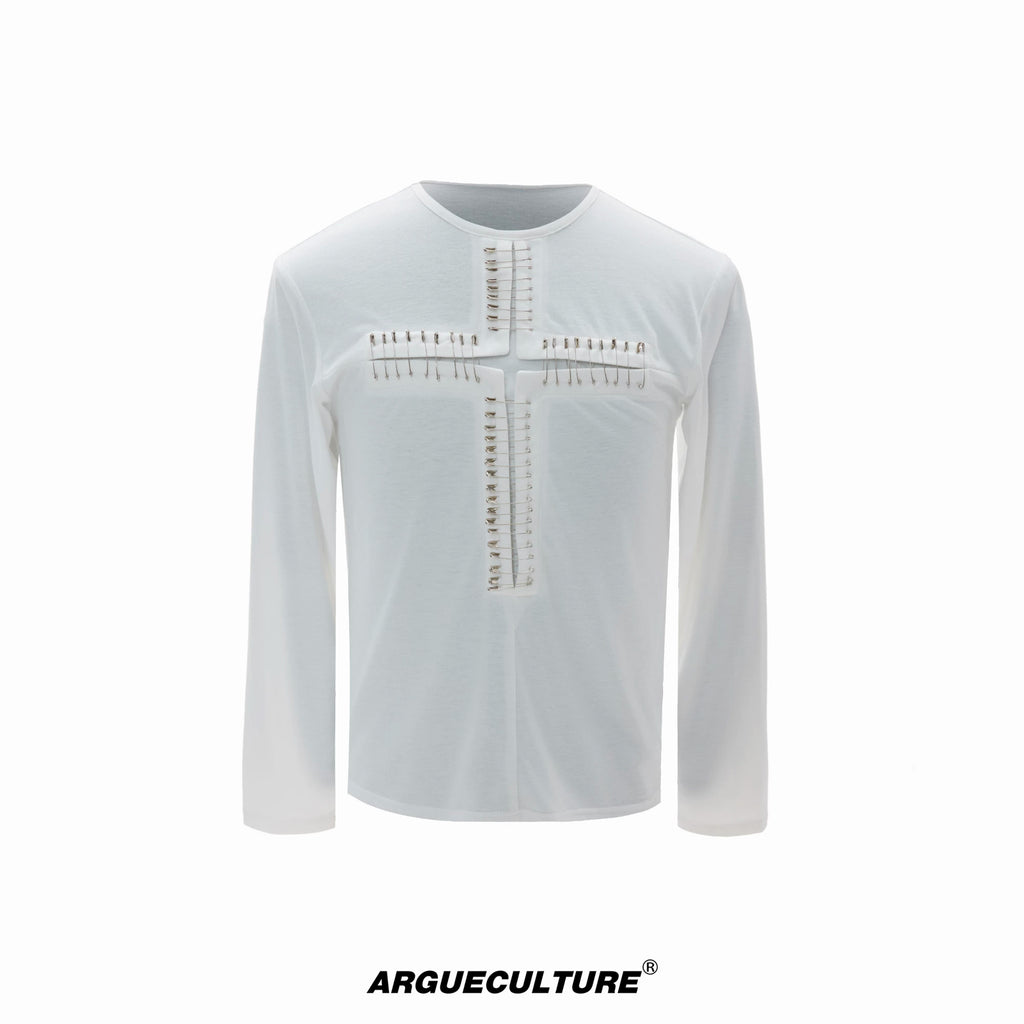Argue Culture Cross-Pin Henley Long-Sleeve Top - color view 8