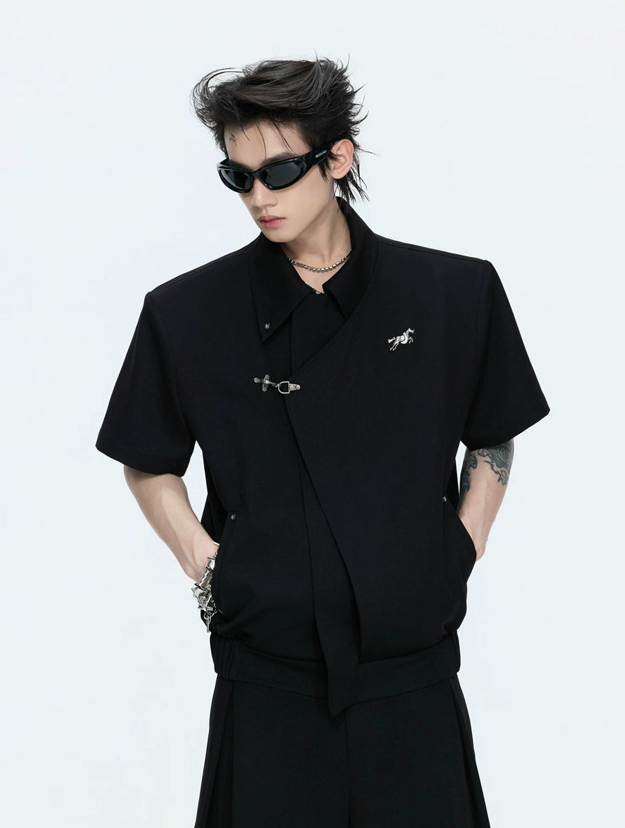 Argue Culture Asymmetric Layered Cropped Jacket Set - color view 7