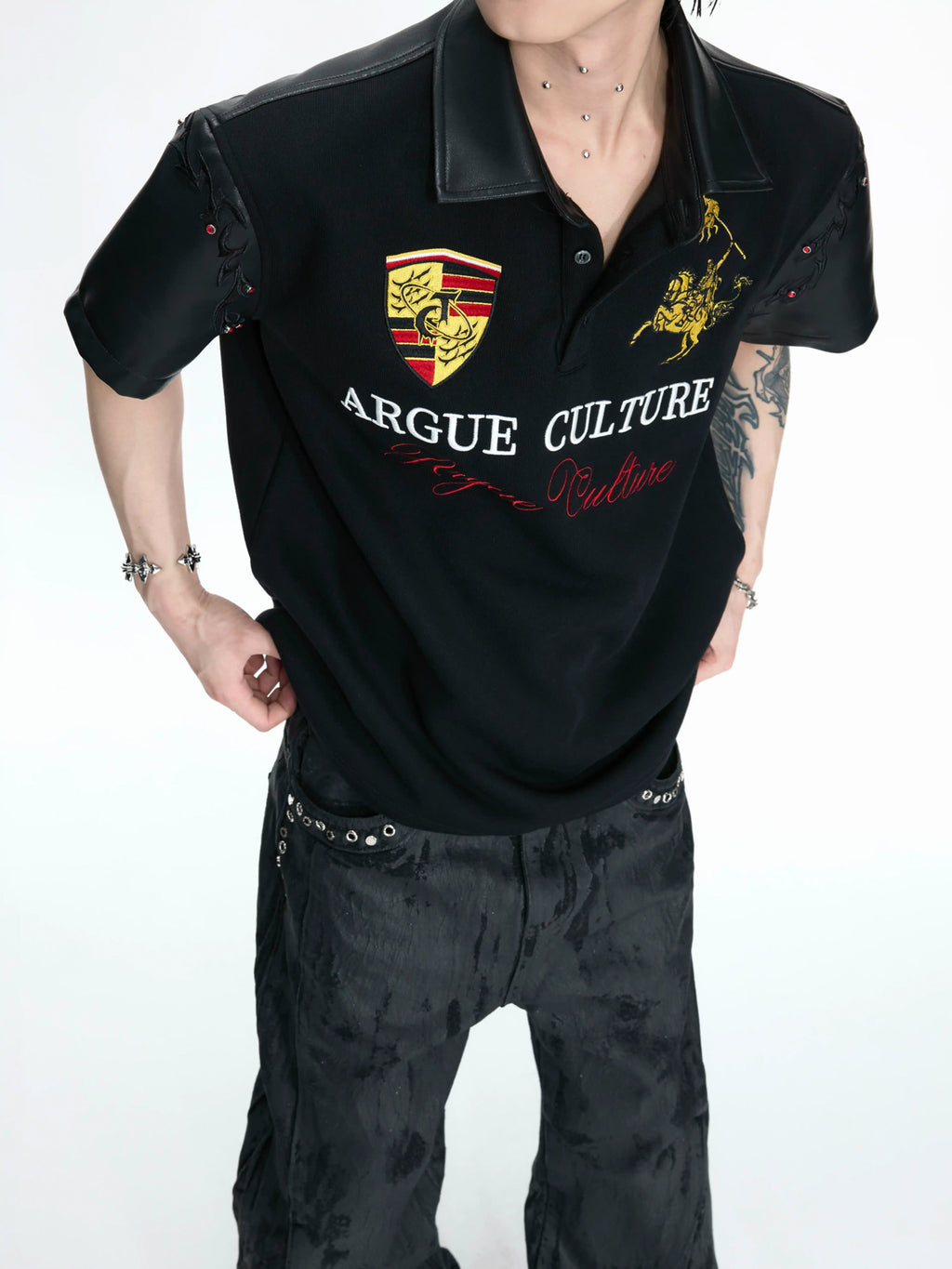 Argue Culture Contrast-Trim Embroidered Polo Shirt - gallery view 4