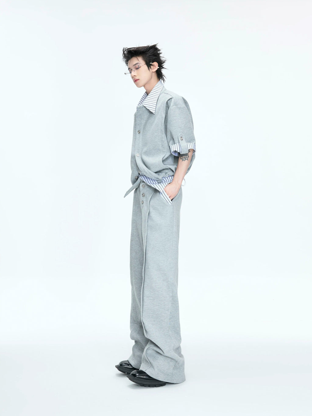 Argue Culture Layered Stripe Short-Sleeve Shirt Set - gallery view 3